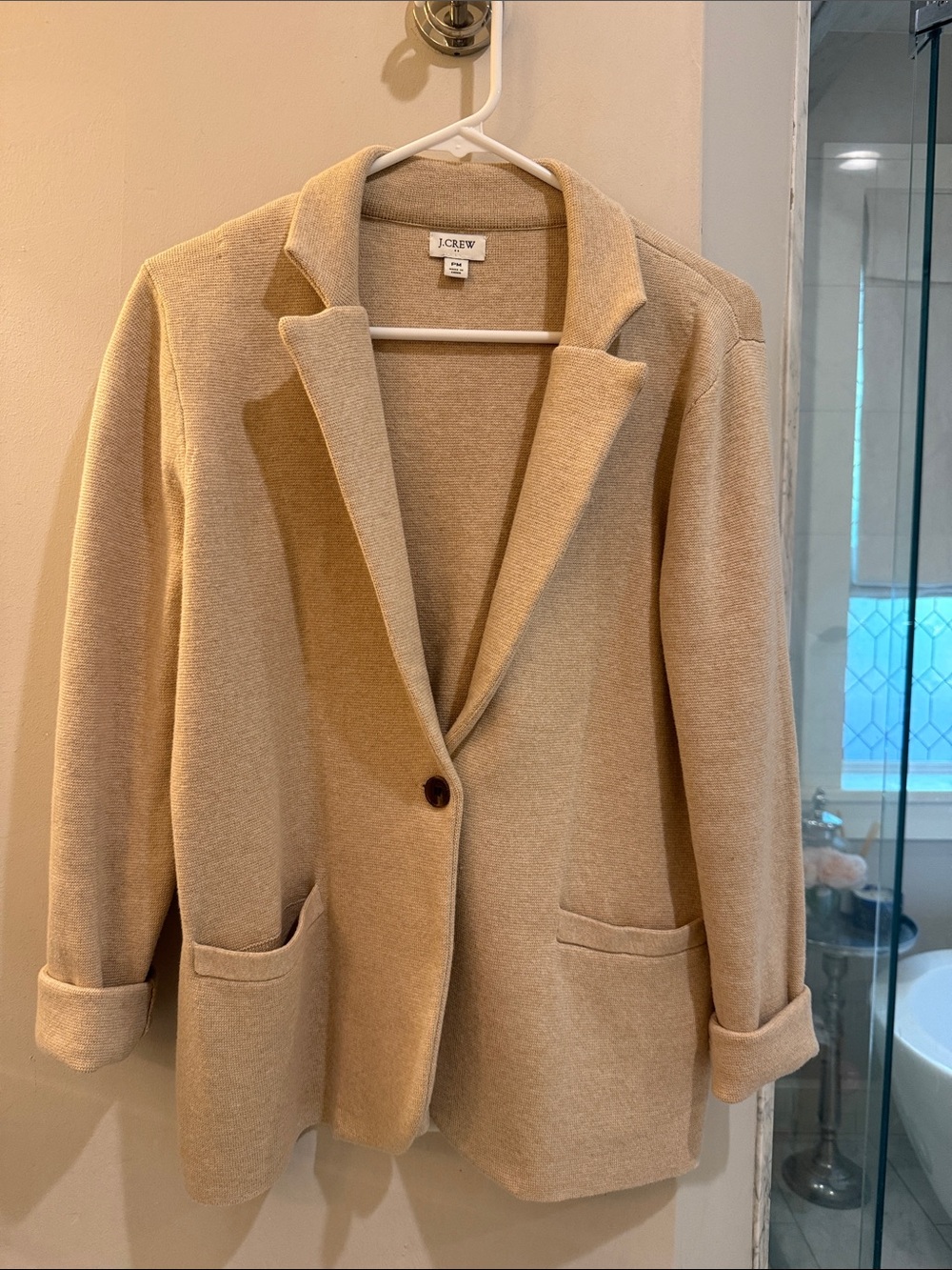 J. Crew Tan Single-Button Sweater Blazer Jacket